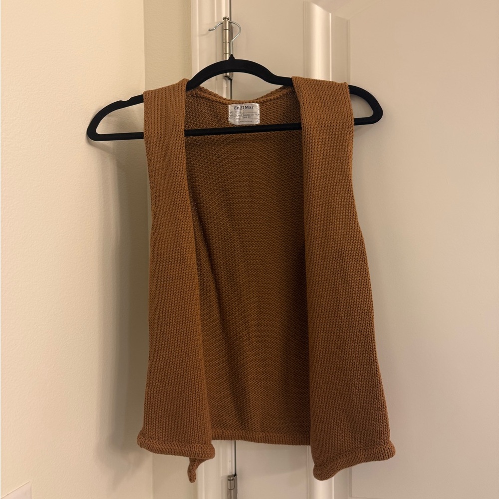 En El Mar Brown Vest/No Sleeve Cardigan